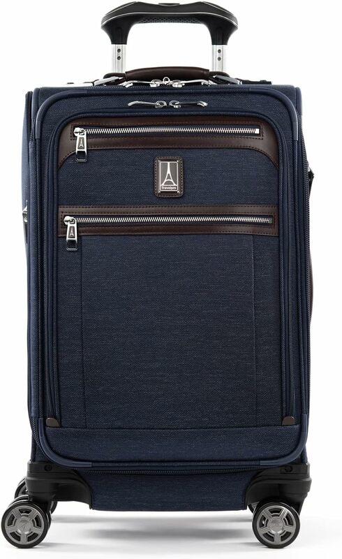 Soft Expandable Carry-on Luggage, 8-Wheel Spinner Luggage, USB Ports, Suit, Men and Women, Solid Navy, Carry-On 21"
