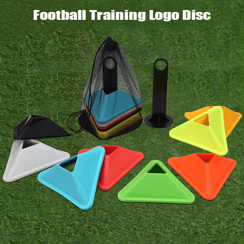 10PCS Triangle Marker Disc Soccer Football Training Obstacles Pace Practice Exercise Sign Cone