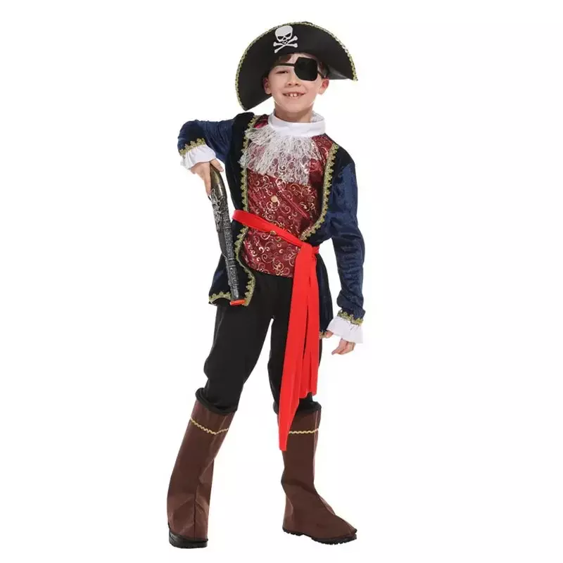 Kinder Kind ein Auge Deluxe Piraten Kapitän Haken Freibeuter Kostüme für Jungen Halloween Karneval Maskerade Karneval Party Outfit