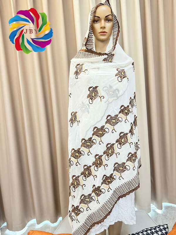 2023 nowa afrykańska islamski damski szalik fashmina Turban modny szyfon 200*100 haftowany szalowy muzułmański hidżab dla pani