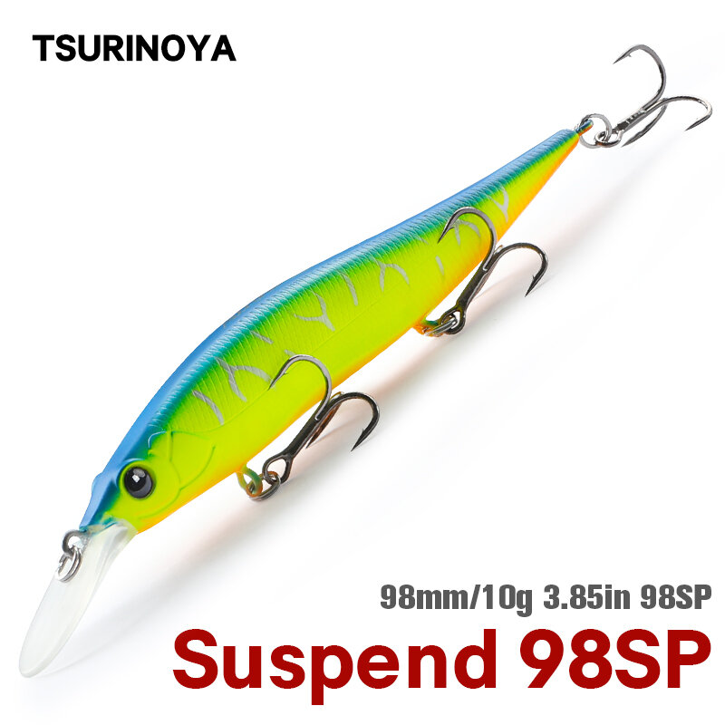 TSURINOYA 98mm 10g Suspending Minnow Jerkbait AURORA 98SP Max 2.2m Hard Bait Professional Pike Bass Artificial Fishing Lure