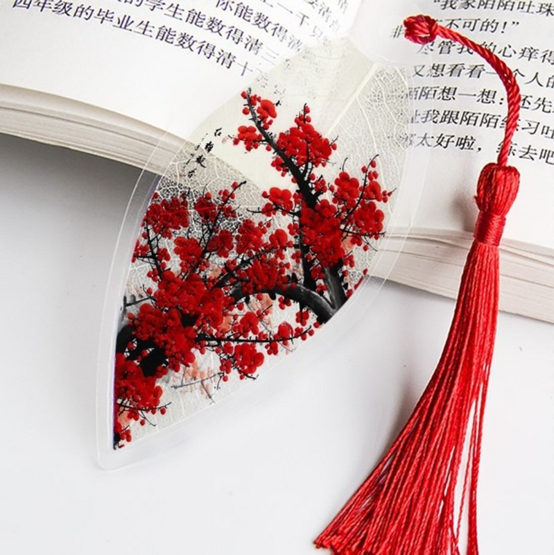 Segnalibro con Design a foglia cinese con nappe per amici studenti regalo segnalibri in stile classico per libri materiale scolastico