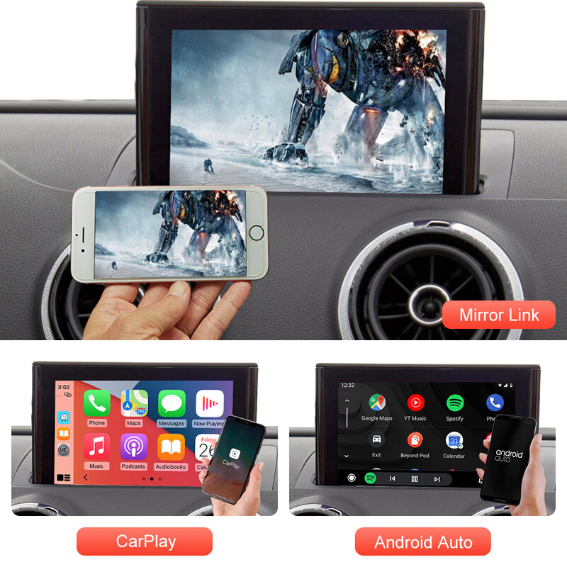 Decodificatore automatico Android Wireless Apple CarPlay per Audi A3 2013-2018, con MirrorLink AirPlay Car Play USB HDMI telecamera posteriore BT