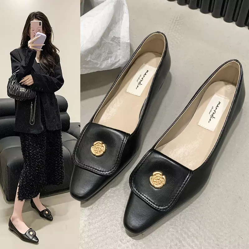 Zapatos de tacón alto de charol negro de lujo para mujer, zapatos de punta puntiaguda para mujer, mocasines de trabajo sin cordones para mujer de oficina