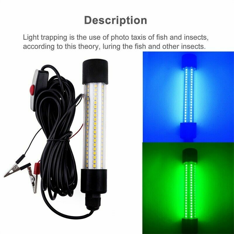 Waterproof IP68 1200LM LED Submersible Fishing Light Underwater Fish Finder Bulb Lamp