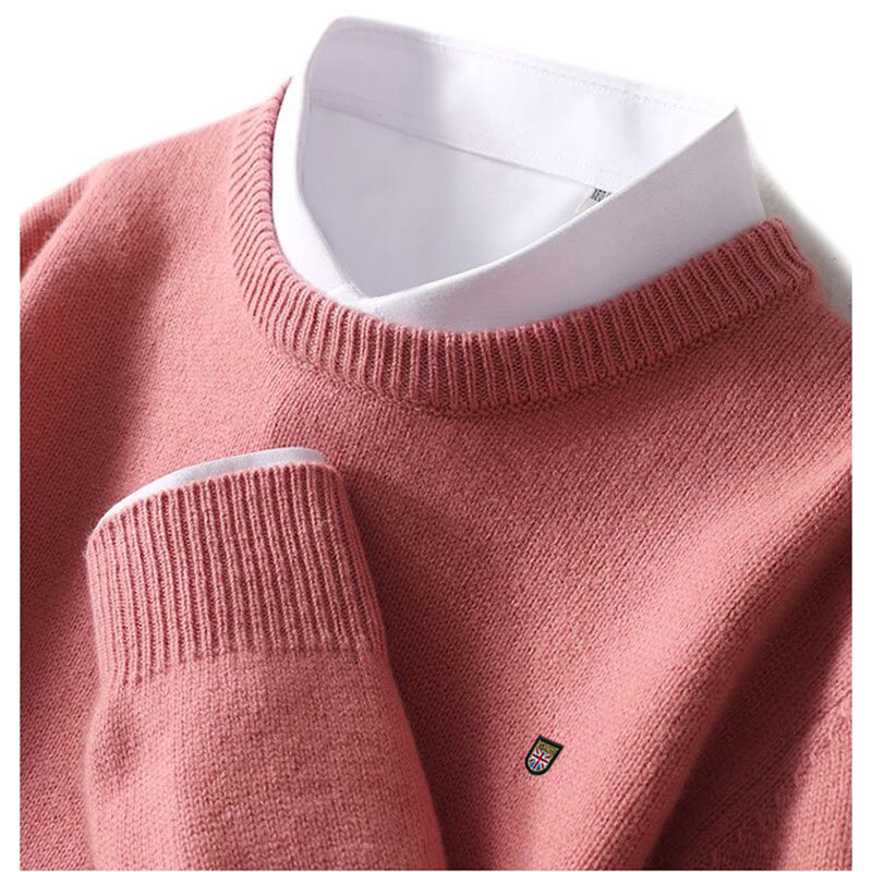 Suéter de cachemira mezclado con cuello redondo para hombre, jerséis de punto, camisa coreana, Tops de Hiver, casaco de malha, 2023