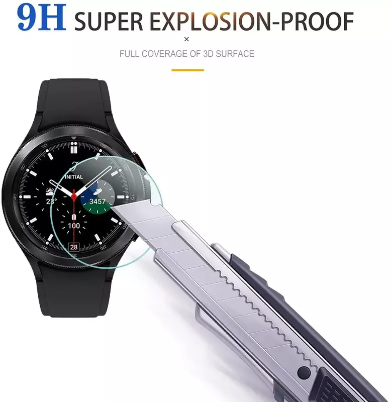 9H kaca Tempered untuk Samsung Galaxy Watch 4 5 6 40/44mm Klasik 42/46mm Watch 3 41/45mm Anti Scrach Film HD pelindung layar