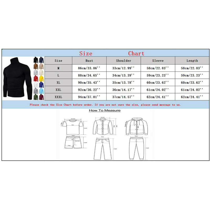 Suéter de cuello alto suave para hombre, Camiseta básica de Color sólido, ajustada y flexible, Otoño e Invierno