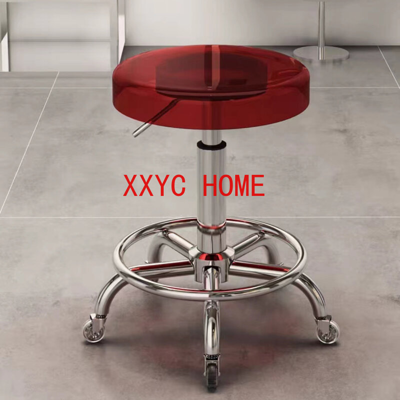 Chair Stainless Steel Large Worktable Rotating Lifting Pulley Circular Stool Beauty Stool Hair  Acrylic Hair Cutting