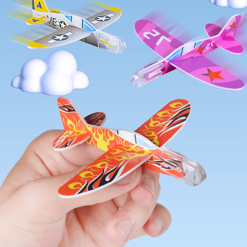 10-1buah mainan pesawat Glider terbang lemparan tangan DIY Mini mainan anak pesawat busa hadiah pesta peluncuran luar ruangan