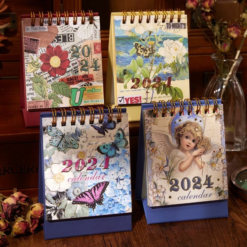 Standing Flip Calendar 2024 Calendar Agenda Organizer Schedule Planner Desktop Calendar Butterfly Yearly Agenda