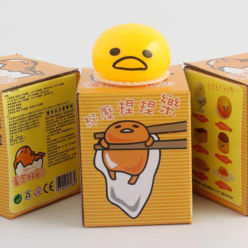 Bola antiestrés de yema de huevo Puking con Goop amarillo, juguete para aliviar el estrés, divertido, exprimir, Tricky, huevo feo, regalo para niños