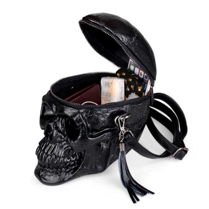 Projektant mody tornister pakiet czaszki torby oryginalność kobiet torba zabawny szkielet głowy czarny Handbad pojedynczy pakiet