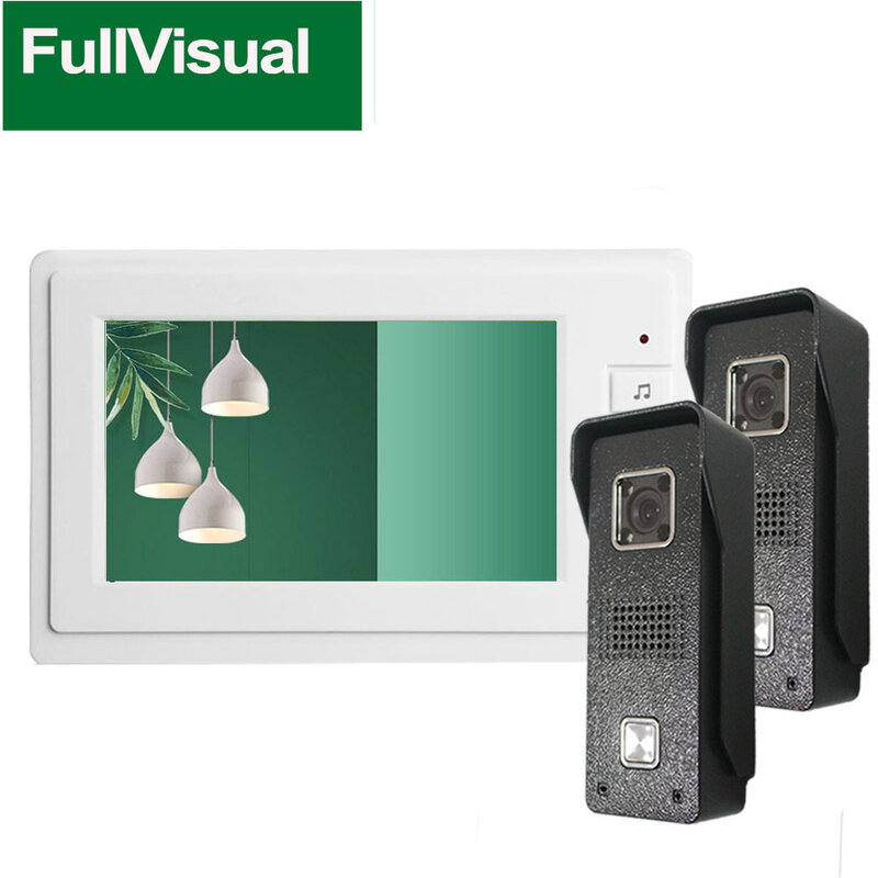 Fullvisual Home Intercom System campanello per videocitofono cablato con fotocamera led IR Monitor da 7 pollici + pannello esterno sblocco 1200TVL