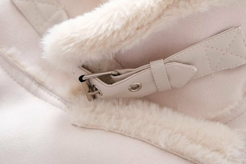 여성용 겨울 패션 크롭 퍼 인조 가죽 따뜻한 재킷 코트, 빈티지 긴팔 사이드 포켓, 여성 아우터, 시크한 상의