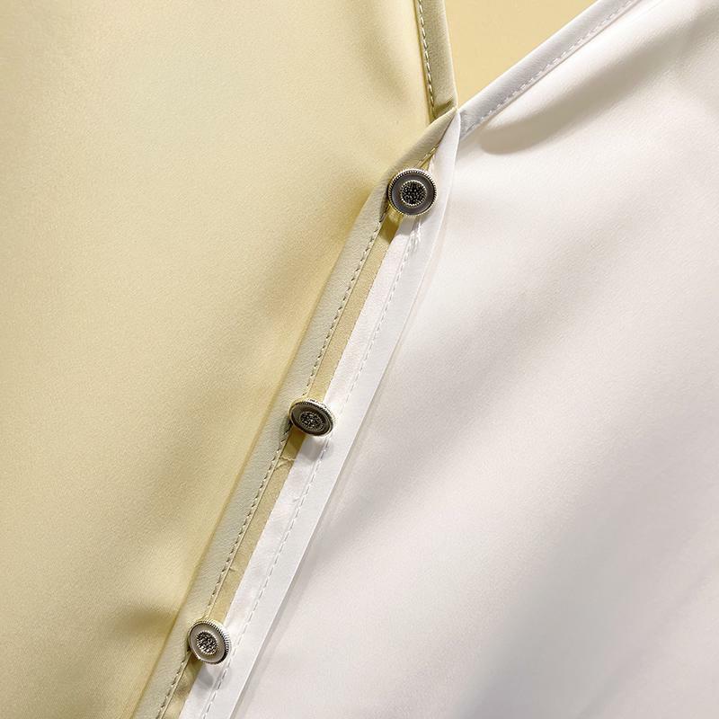 2024 Nieuwe Zomer Gepersonaliseerde Design Mode V-Hals Patchwork Contrasterende Kleur Woon-Werkverkeer Eenvoudig En Los Shirt Met Korte Mouwen