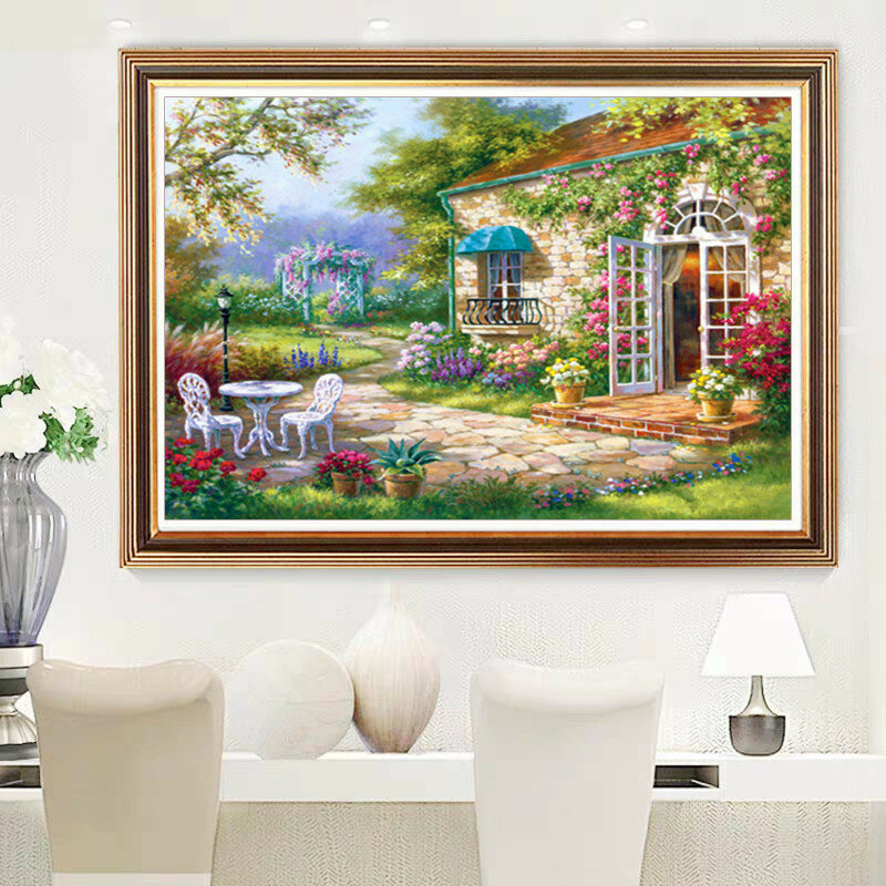 With Frame] New Canvas Diamond Painting Sticky Diamond Painting Dining Room Small Entrance Bedroom Full of Diamonds Home Decor