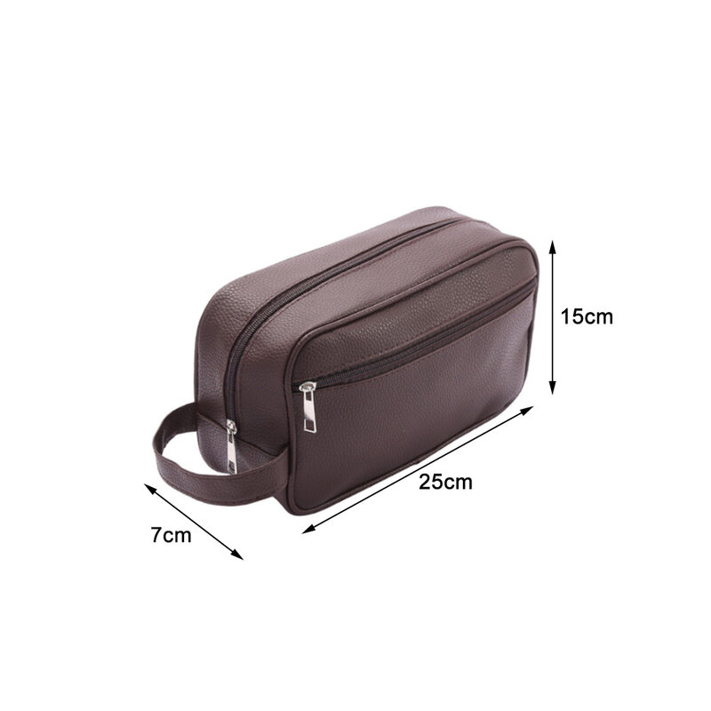 Grande capacidade Zipper Cosmetic Bag para homens, sacos de maquiagem PU Leather, Travel Toiletry Bag, organizador de cosméticos, bolsa de armazenamento, novo
