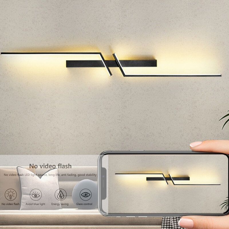 led wall lamp simple bedroom bedside wall lamp modern creative strip led lamp living room tv sofa background wall lamp