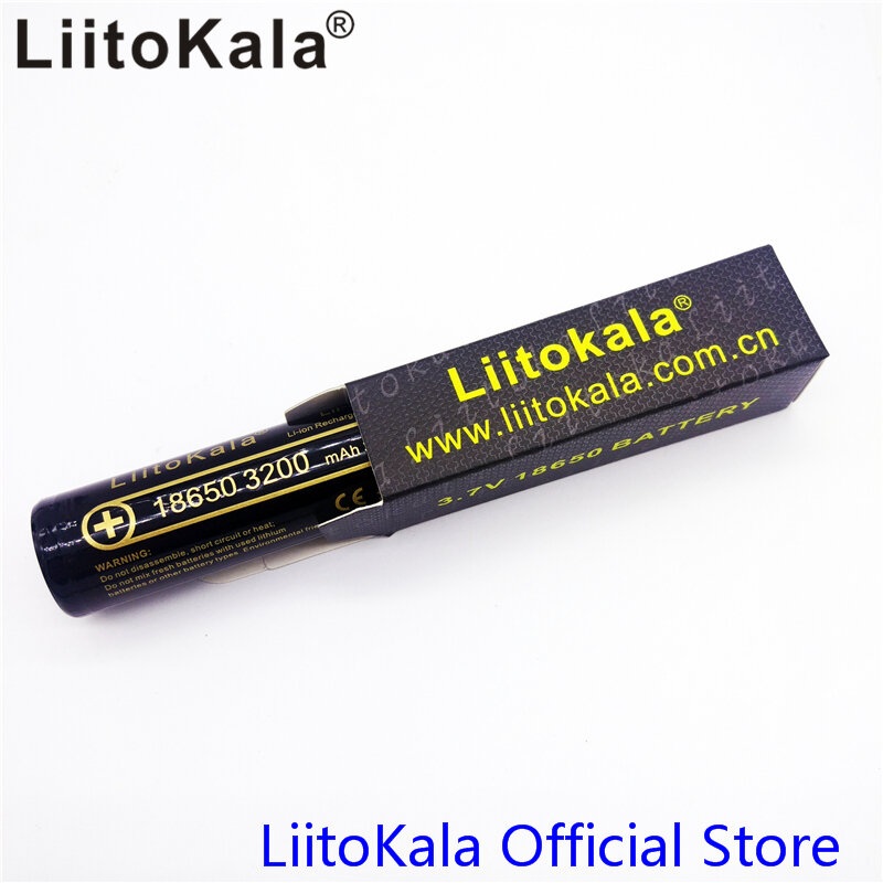 Liitokala-Bateria Recarregável de Lítio com Carregador USB Inteligente, 18650, 3.7V, 2200mAh, 2600mAh, 3200mAh, 3400mAh, Original, 1Pc
