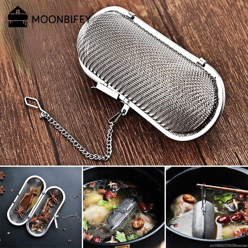 Stainless Steel Cooking Spices Infuser Fine Mesh Loose Tea Herbal Strainer Multi-purpose Residue Filter for Household