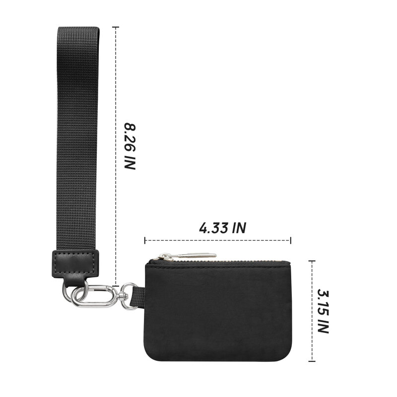 Mini Zip-Around Wristlet Wallet para mulheres, bolsa dupla, porta-moedas portátil