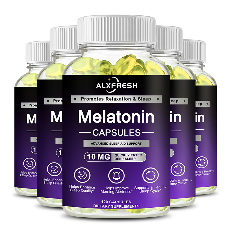 Alxfresh 비타민 함유 멜라토닌, 글루텐 프리, 비 GMO 비건, 영양 보충제, 10mg