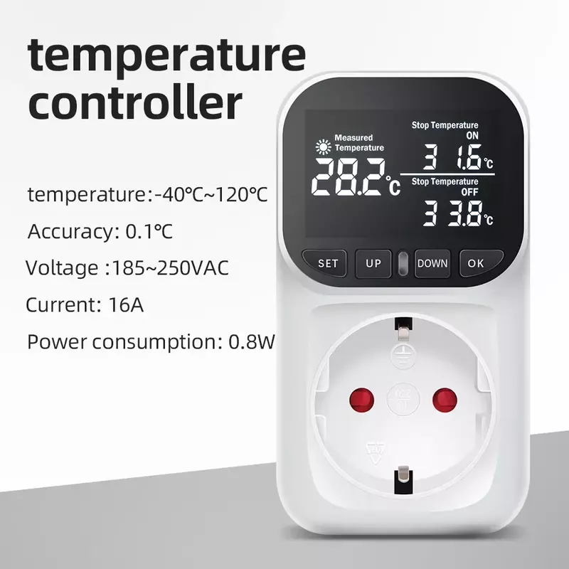 Smart Touch Termostato Soquete De Tela, Regulamento Doméstico Digital, Temperatura Do Tanque De Peixes, Exibição De Alta Precisão