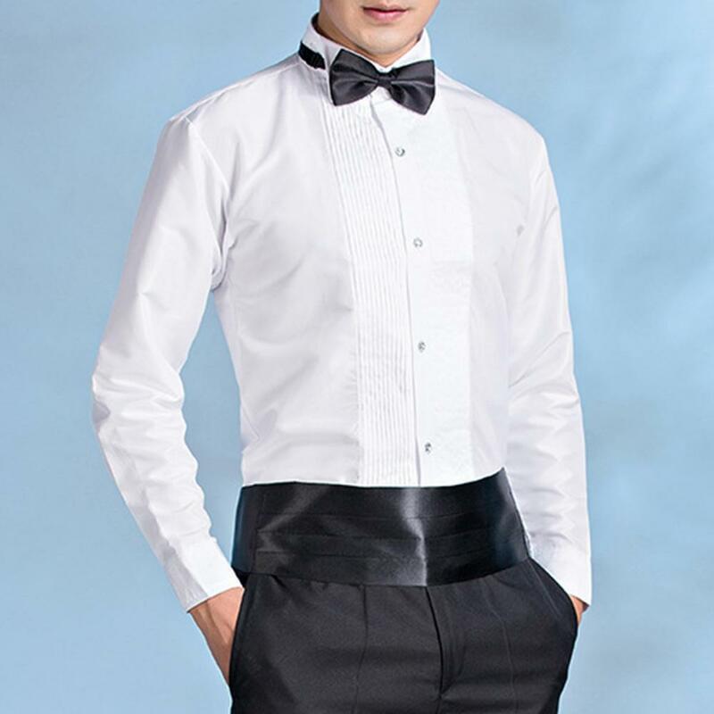 Camisa Formal elegante para hombre, camisa de negocios con cuello alado para oficina, fiesta de boda, manga larga para novio