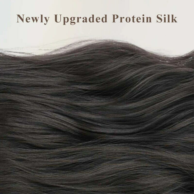 ALXNAN z długich włosów kręcone fale peruki z grzywką naturalny kolor peruka syntetyczna do włosów odpornych na ciepło
