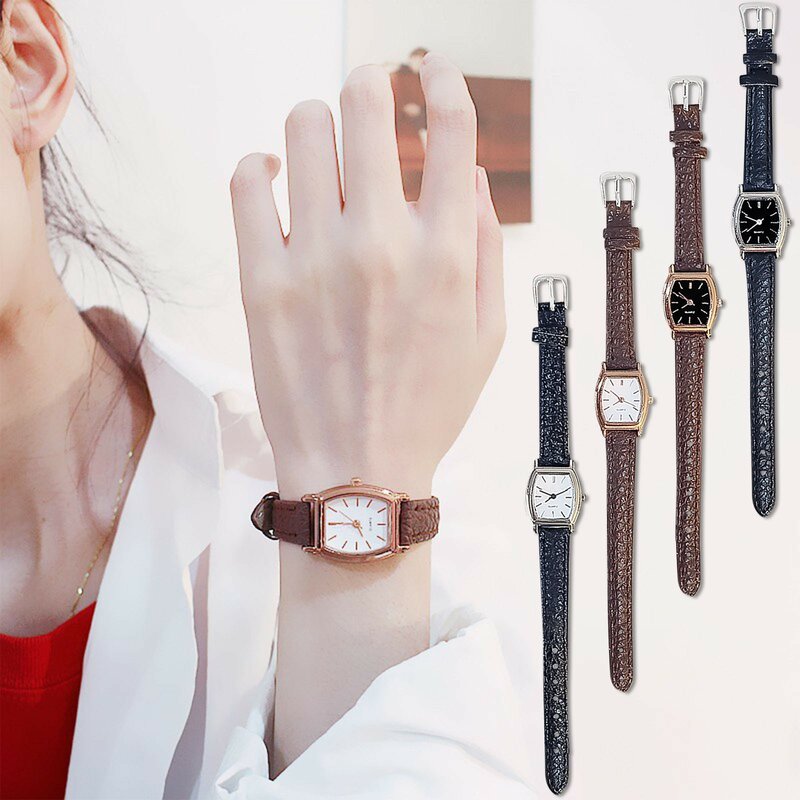Alta qualidade pulseira de couro relógios de pulso para mulheres moda pulseira dial analógico relógio de quartzo das senhoras do vintage relógio relogio feminino