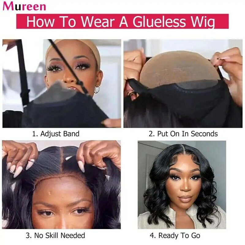 Wear And Go-Peluca de cabello humano ondulado sin pegamento para mujer, postizo de encaje frontal transparente HD, cierre de encaje, precortado