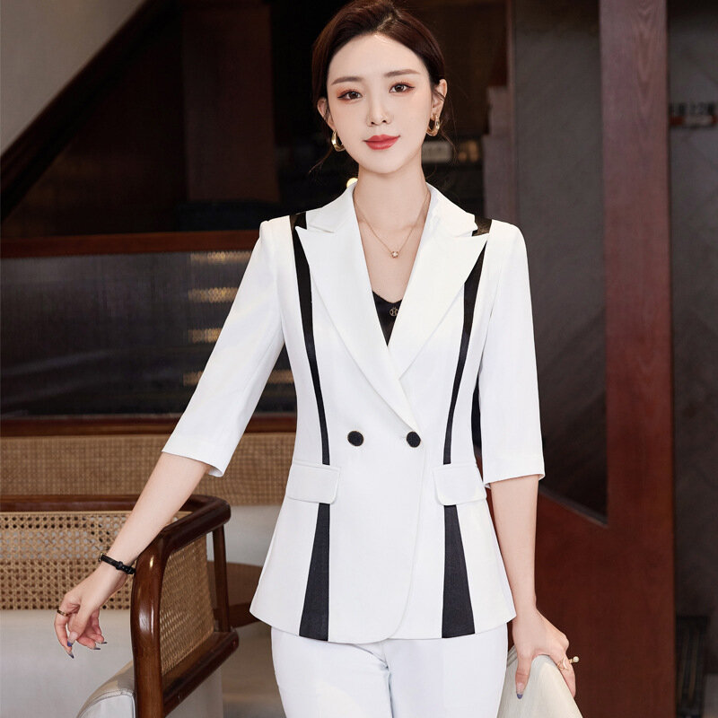 Fashion Women Suits 2023 New Summer Temprament Business Formal Slim Blazer and Flare Pants Office Ladies Work Wear