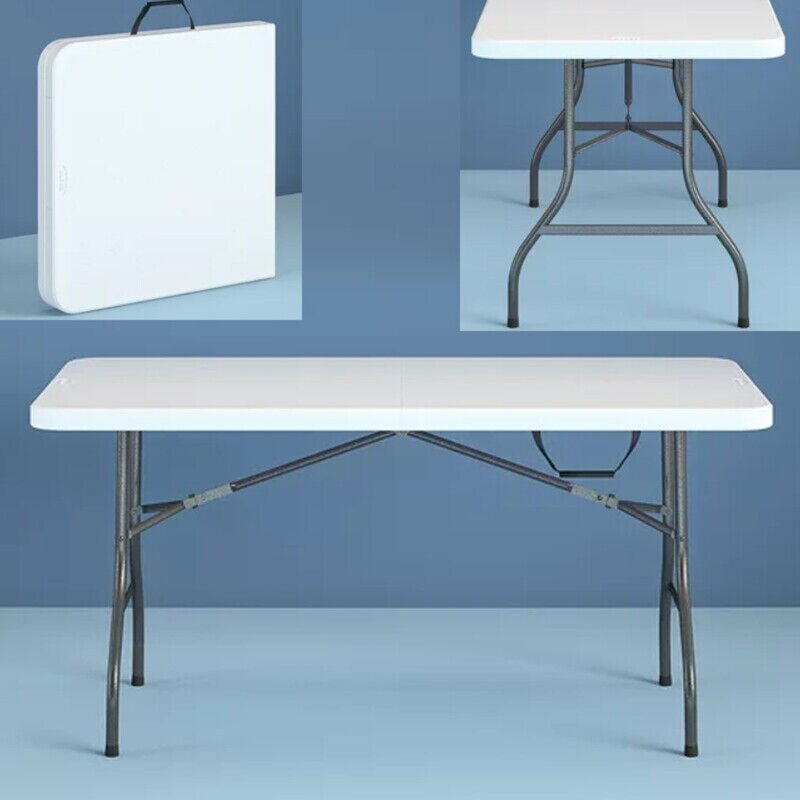 โต๊ะพับ6ฟุตแบบพกพา gratis ongkir พับได้สำหรับงานหนักโต๊ะปิคนิคกลางแจ้งในร่มพับได้สำหรับงานหนัก