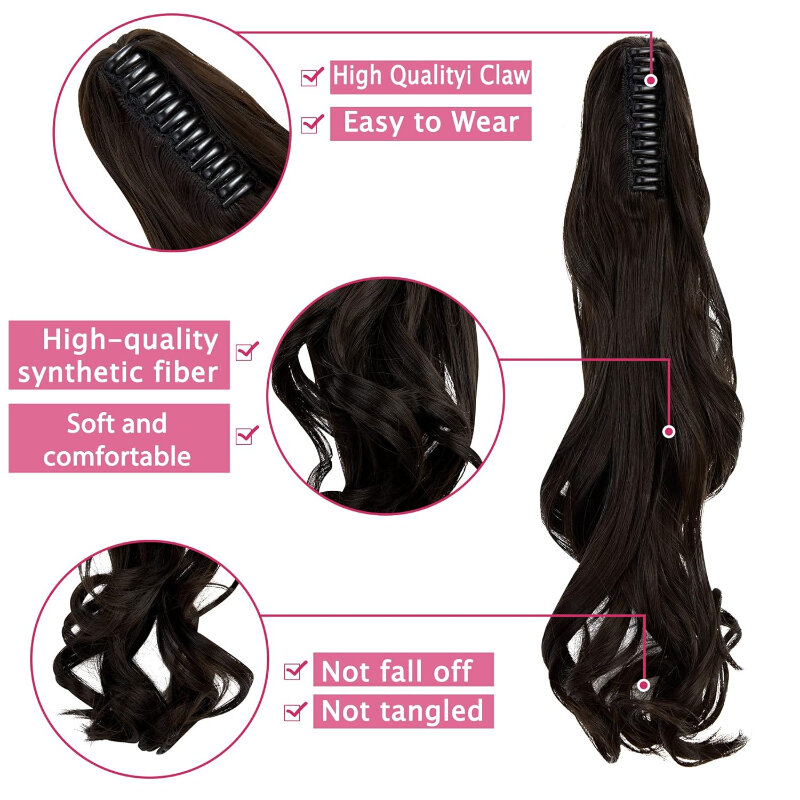 Synthetic Wigs Ponytail Curly Hair Girl Wig Natural Faux Fiber Heat Resistant 40CM Body Wave Claw Hair Extensions Wavy for Woman