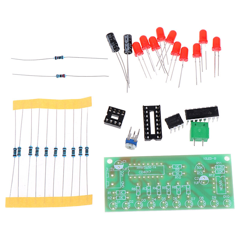 Electronic DIY Kits Module NE555 + CD4017 Driver Water Powered NE555 Circuit Red Light Chaser Water Flowing Light LED