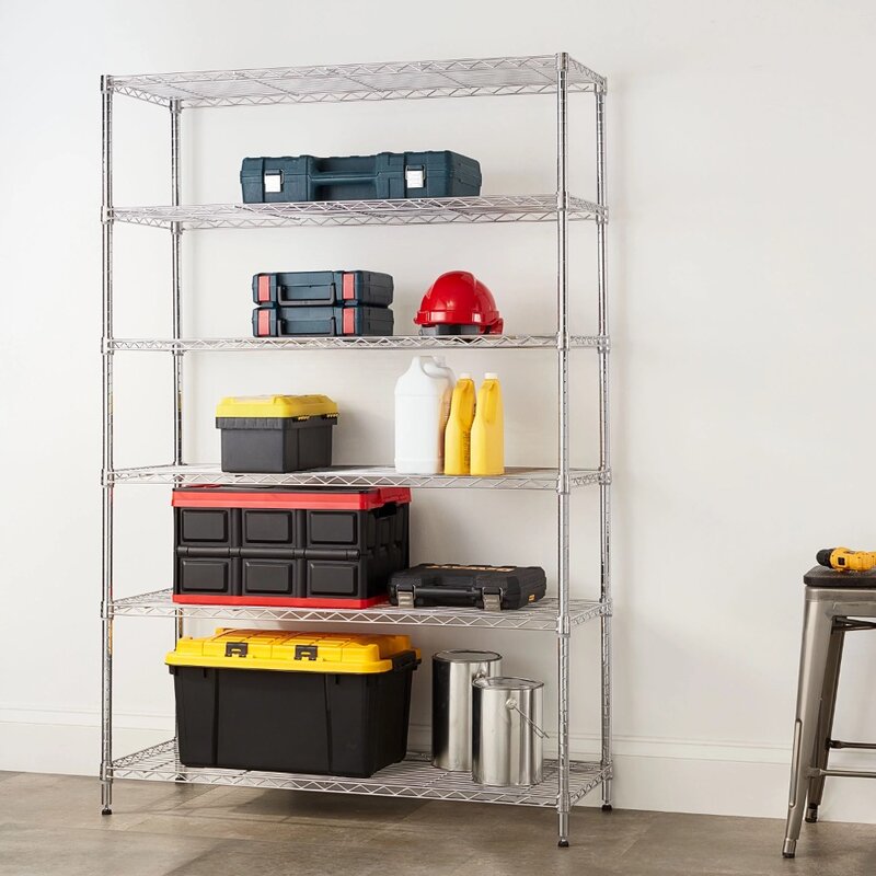 Hyper Tough 6 Tier Wire Shelf Unit 18"x47.7"x72" Chrome for Adult, Capacity 2100 Lbs，Beautiful and Sturdy, It Assembles Easily