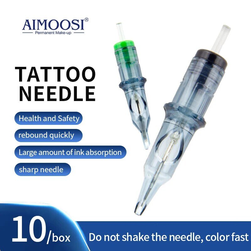 AIMOOSI 10Pcs PMU เข็มตลับหมึกเข็มสัก Micropigmentation ถาวร Make-Up คิ้ว Eyelinver ริมฝีปาก Microblading Tattoo
