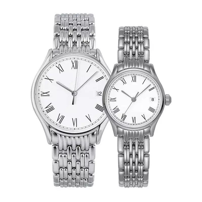 นาฬิกาผู้ชายผู้หญิงนาฬิกาข้อมือบุรุษสีขาว Jam Tangan Sport หน้าปัดโรมใหม่สุดหรู