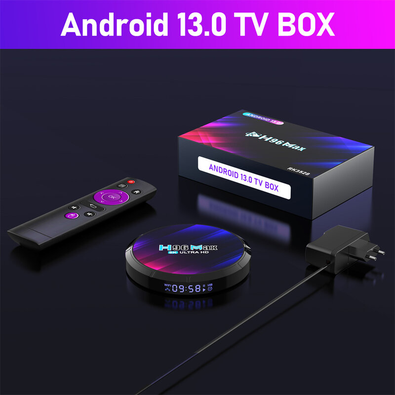 Woopker TV, pudełko Android 13 H96 MAX RK3528 Rockchip 3528 czterordzeniowy 8K odtwarzacz multimedialny Wifi6 BT5.0 2GB 16GB Google dekoder głosowy