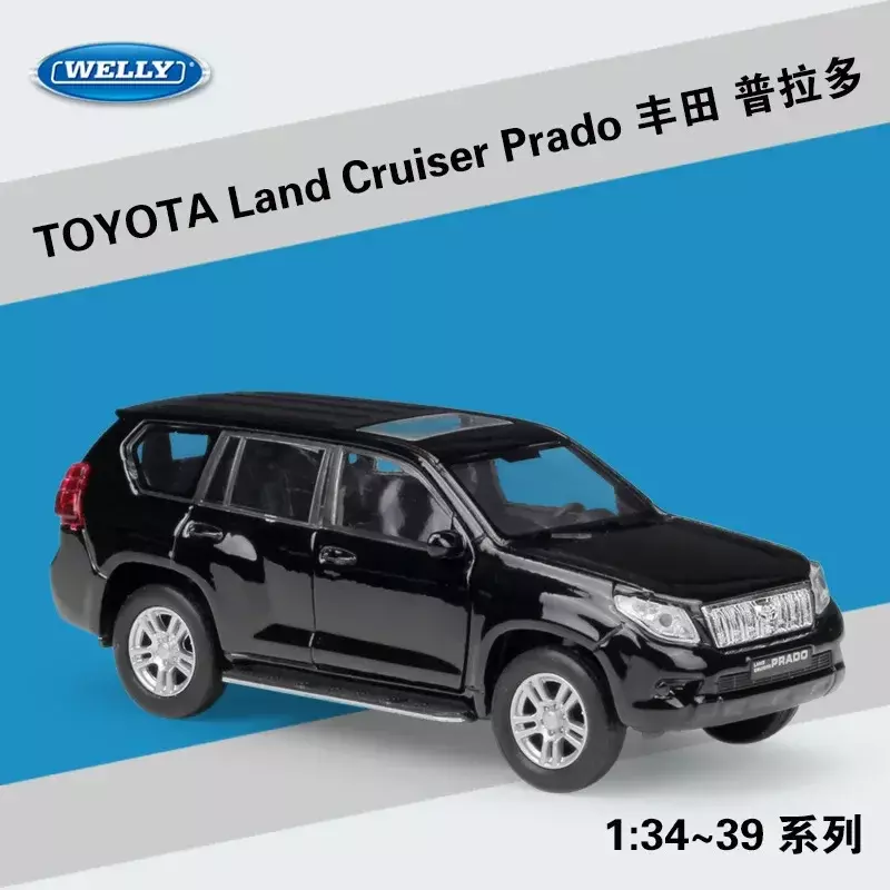 WELLY-Toyota Land Cruiser Prado Carro Modelo De Liga Para Meninos, Metal Diecast, Puxar Para Trás, Veículos Brinquedos, 1:36