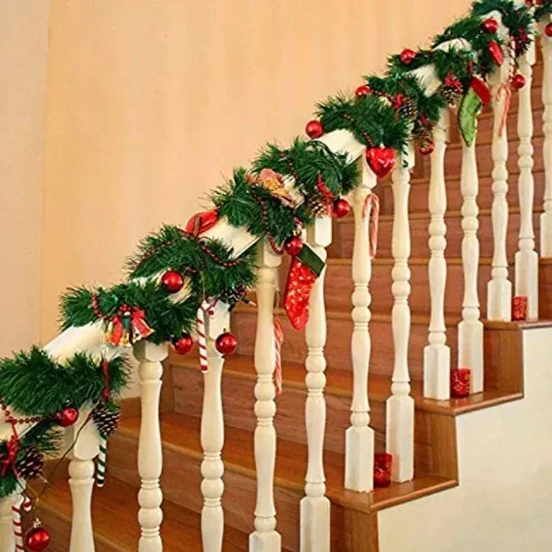 Dekorasi Natal, 5.5m karangan bunga rotan buatan untuk dekorasi rumah pohon Natal ornamen Tahun Baru luar ruangan dalam ruangan DIY