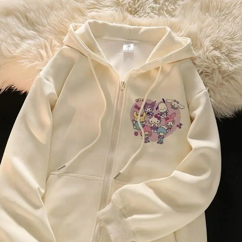 Cute Coat Autumn/Winter Hoodies Women Plush Thickened Zipper Top Cardigan 2023 New Gentle Hooded Sweater y2k goth clothes