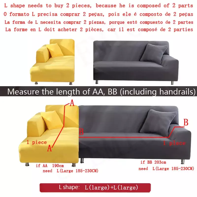 Elastic All-Inclusive Stretch Sofá Capa, Slipcovers, Sofá Case, Sofá Forma Diferente, Cadeira Loveseat, L-Style