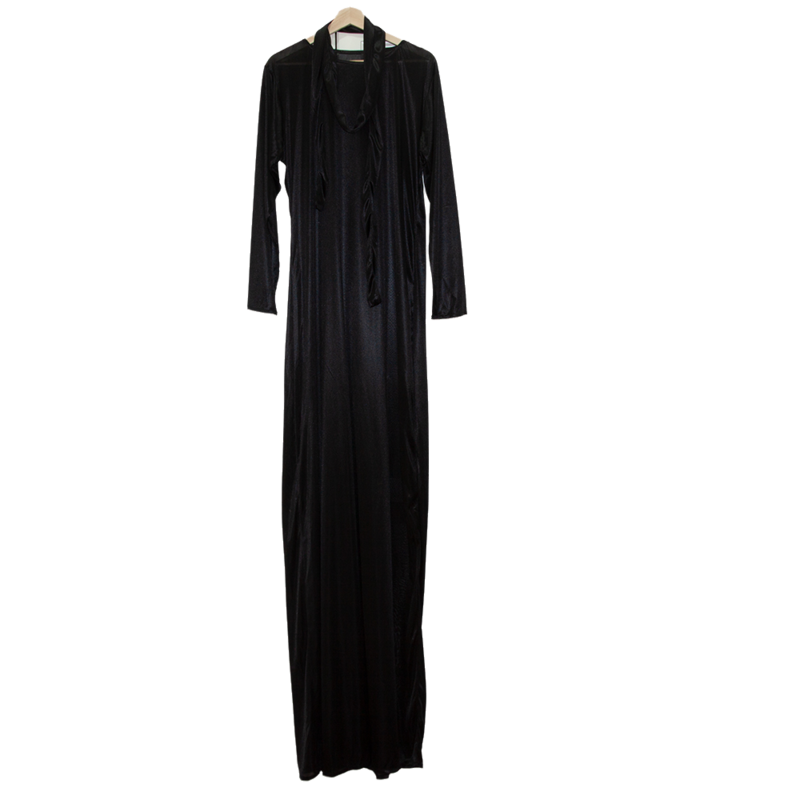 Vestido feminino de cetim manga longa lustrosa, vestido maxi solto com renda, mais o tamanho do vestido de dormir