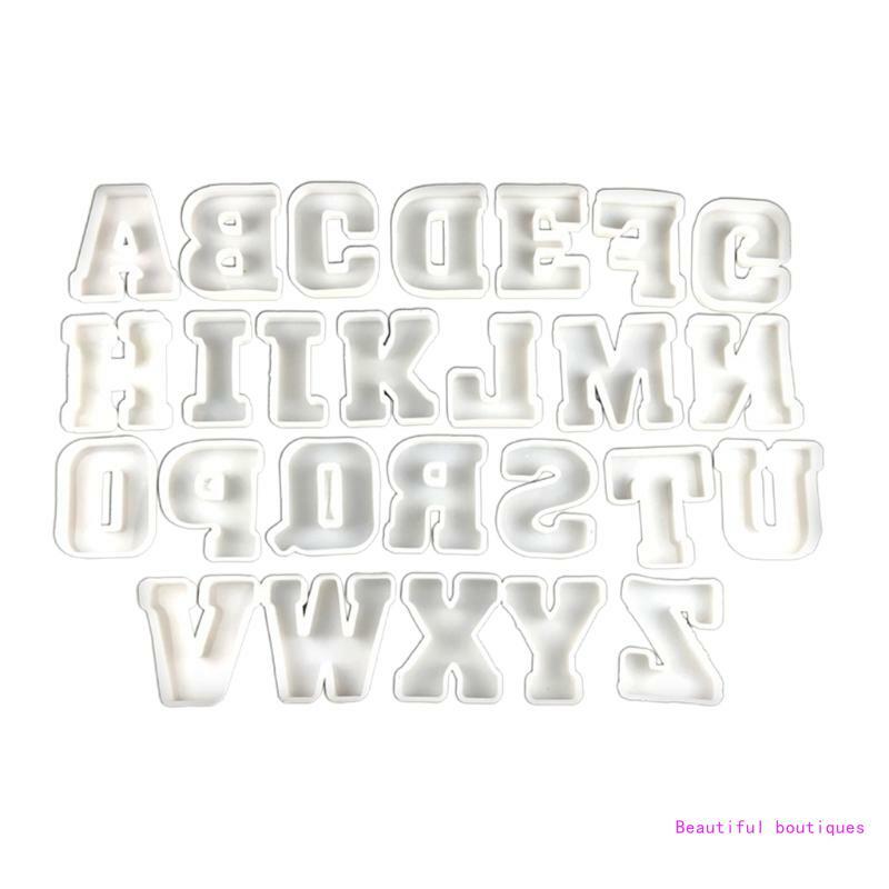 Moldes alfabeto silicone, 26 peças, letras grandes, moldes resina epóxi para artesanato diy, dropship