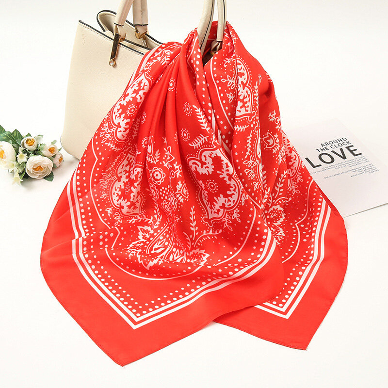Bufanda cuadrada versátil estampada para mujer, banda de seda satinada para el cuello, diadema envuelta para playa, accesorios para banquetes, regalos