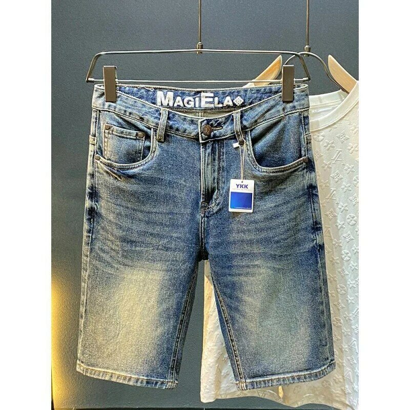 Klassieke Minimalistische En Veelzijdige Casual Denim Shorts Heren Zomer Slim Mode Trendy Straight Losse Comfortabele 5-Inch Jeans