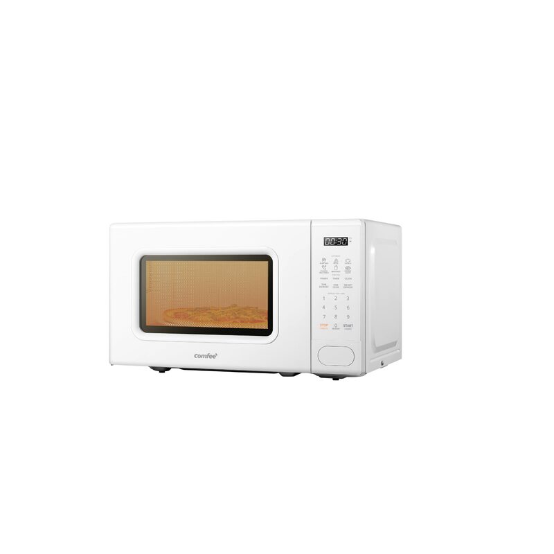 Countertop Microwave Oven with 11 power levels, Fast Multi-stage Cooking, Turntable Reset Function, 700W, Modern White