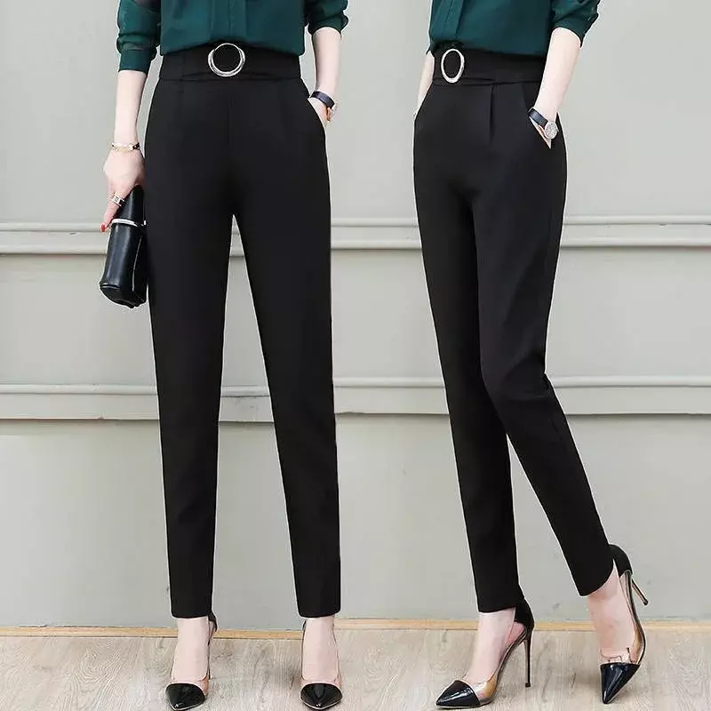 Frühling und Sommer Frauen elastischen Anzug Harlan Hose schwarz High-Waist Mode Neun-Punkt-Anzug Hose schlanke Freizeit hose Frauen